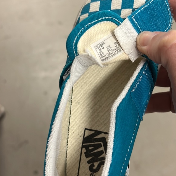 Vans • Teal Checkered Slip-ons - Picture 4 of 5